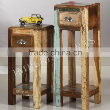 INDIAN RECYCLED WOOD FURNITURE SET OF STOOL WITH DRAWER