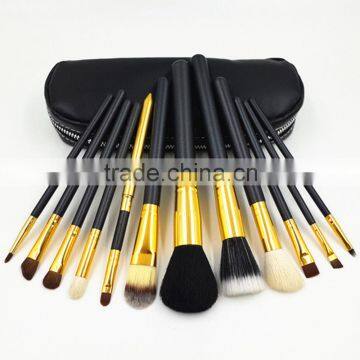 12pcs makeup brush set wooden brush pu cosmetic bag