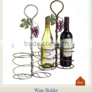 Two bottles metal wine holder with handle