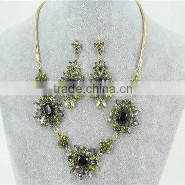 New Arrival Graceful Fashion Copper Olive Necklace Earring Wedding Bridal Jewelry Set