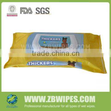 Thick Nonwoven Kids Wet Tissue Wipes Flow Pack with Lid