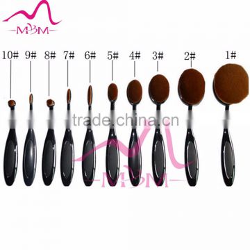 Hot !OEM Oval Head Cosmetic Brush Set custom custom logo 10 pieces high quality fiber makeup brush set