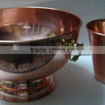 Copper Bowl with Brass Handles for Pedicure and Manicure Beauty and Personal Care