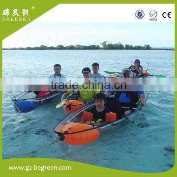 PC clear bottom hull 2 seat carbon fiber kayaks transparent for sale