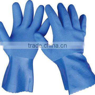 Blue PVC coated Oil resistant safety hand work gloves