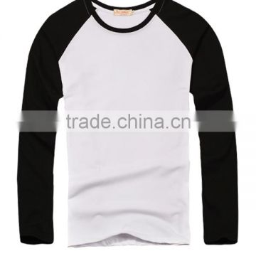 Cheap combination white&black color blank Long sleeve t shirt