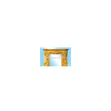 Yellow Marble Fireplace with Figure Statue(L215*H150*W50cm)