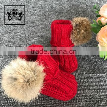 2017 High Dress Shoes Plush Baby Booties With Rabbit Fur Ball