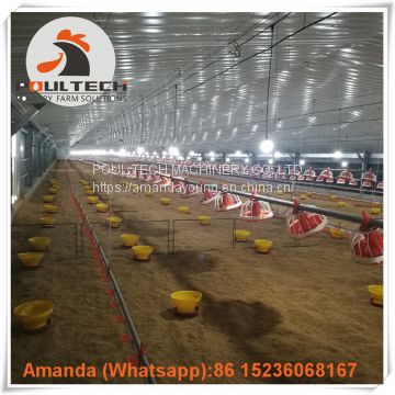 Yemen Layer Farm & Poultry Farm Equipment Broiler Floor Raising System & Chicken Deep Litter System with Automatic Drinking & Feeding Pan System in Chicken Coop