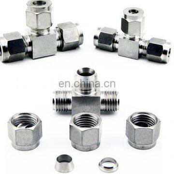 Quick coupler O.D 3 mm hard tube stainless steel 304 three way T type connectetric industrail framing pipe connectors