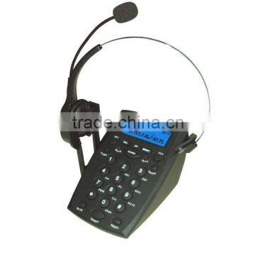 Business service center office headset telephone caller ID display