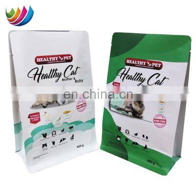 Plastic Cat Dog Food Bag With Resealable Zipper Custom Pet Food Packaging Foil Pouch Flat Bottom