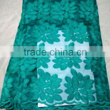 YL011-3 teal french net lace embroidery lace african tulle fabric