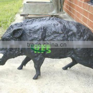 Bronze matte finish wild boar sculpture
