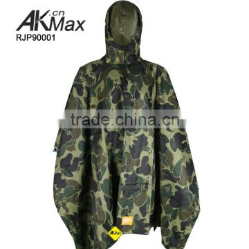 Camouflage Military Poncho With Nylon and PVC Coating