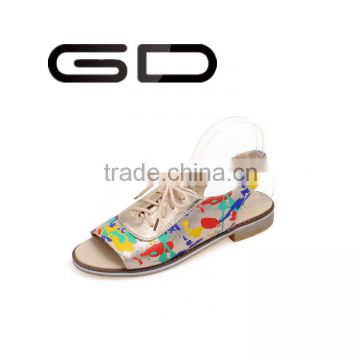 GD High Quality graffiti sandals Strappy PU flat sandal for girls Discount women sandals