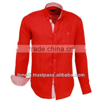Mens Red Linen Shirts from Turkey - Free DHL Express Shipping