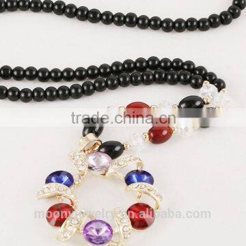 Young fashion jewelry latest design beads necklace crystal pendant female necklace