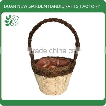 corn rope basket with handle for plants
