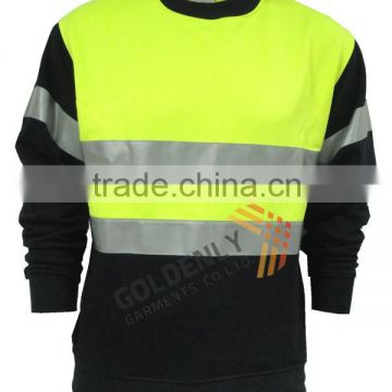 OEM 100% Cotton round neck Hivi sweater with 3M tape