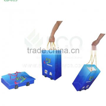 Folding Promotional Products Catalogue Cardboard Trolley Bags For Exhibition