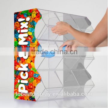 stackable 3 tiers clear acrylic candy box,acrylic candy bin,acrylic candy display case with stickers