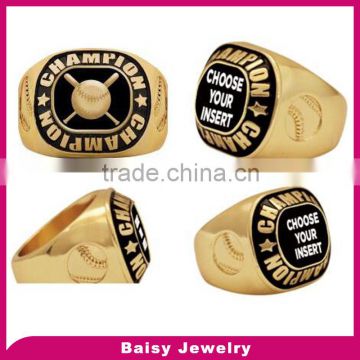 china factory cheap gold plated 316l stainless steel girls softball championship rings