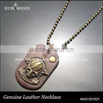 Genuine leather pendant necklace NAS121031