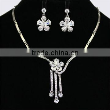 Sparkling Crystal Rhinestone Sliver Tone Jewellery Necklaces Set KSHLXL-17