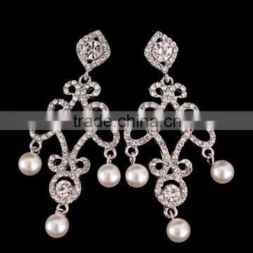 2016 Latest Design Of Pearl Earrings Fashion Design Hanging Earrings Sliver Jewelry