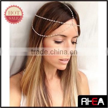Handmade Knit Beaded Multi layered metal Head Hair chain Jewelry