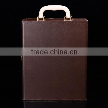 Luxury pu leather case with handle, leather gift box, leather wine box