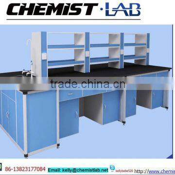 Modern Design Wooden Dental Lab Bench With Reagent Shlef in Science Laboratory