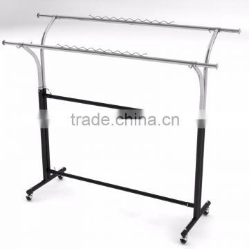 Extendable Double bars clothes hanging stand Garment Rack