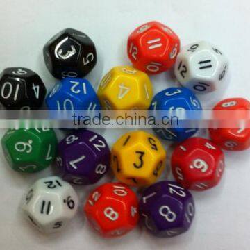 12 sides Acrylic colorful dices