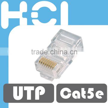 Taiwan Manufacturer RJ45 8P8C Cat5e Unshielded UTP Gold Plated Modular Plug