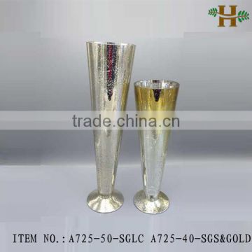 wholesale speckle gold trumpet glass vases for centerpieces