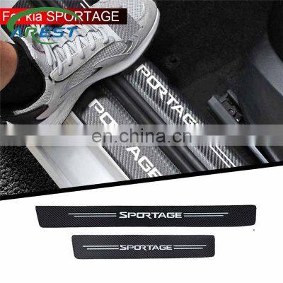 4pcs car Sticker door carbon leather Fiber Sill Plate For kia sportage 3 4 2016- 2020