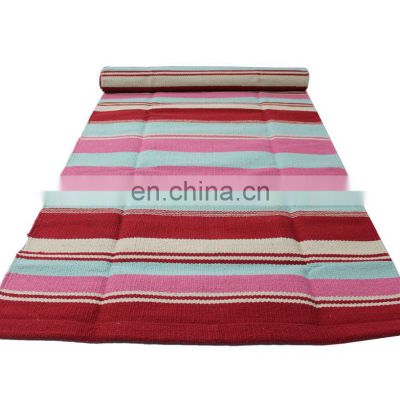 100% Cotton hand loom product Anti slip cotton yoga exercise rug