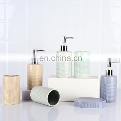 Ceramic bathroom set 4 pieces liquid soap dispensers bathroom accessories bathroom accessories set