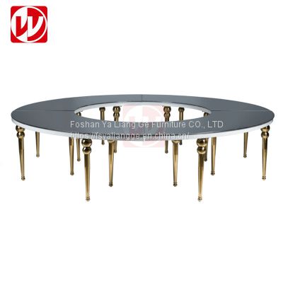 Luxury Golden Wedding Table Wholesale Event Rental Round Half-Moon Shape Stainless Steel Banquet Dining Table