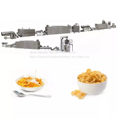2024 new design twin screw extruder corn flakes extruding making machine breakfast cereal corn flakes production line