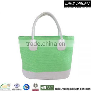 100%Paper Bag (Straw Bag) In Green/White