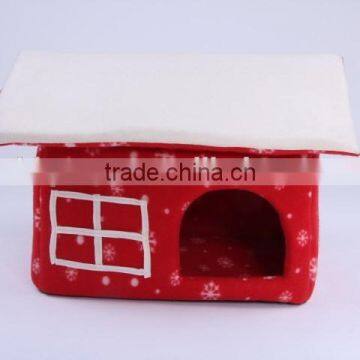 Christmas Snowflake Winter Pet House Bed Red color