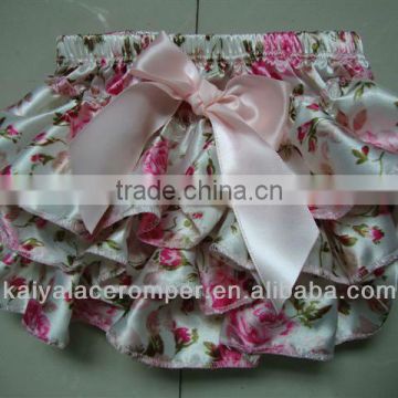 hot sale Summer satin baby pink floral bloomer girl baby diapers underwear