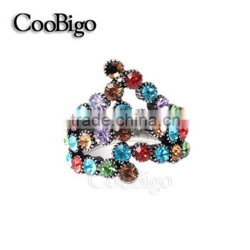 Fashion Jewelry Zinc Alloy Charming Colorful Rhinestone Ring Lady Wedding Party Show Gift Dresses Apparel Promotion Accessories