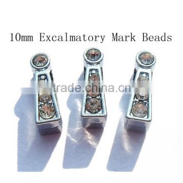 2015 Rhinestone Exclamatory Mark Beads10mm Slide Charms Bulk Charms