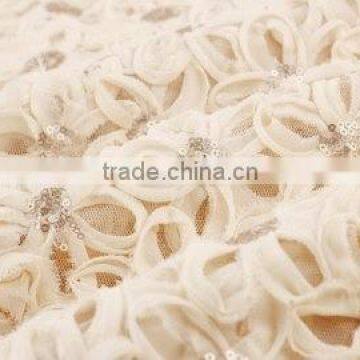 CHEMICAL EMBROIDERY LACE FABRIC IN LIGHT CHAMPAGNE
