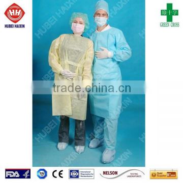 Best selling disposable surgical gown poly-reinforced sterile