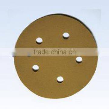 Yellow 5 holes hook and loop abrasive disc